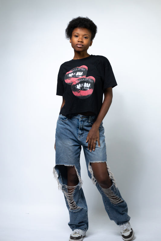 Red Lips Graphic - Crop Top